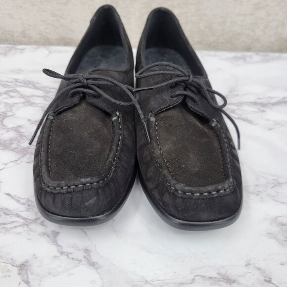 SAS Petra Lace Up Loafer in Black Charcoal Nubuck Leather Women's Size 8.5N - Picture 6 of 10